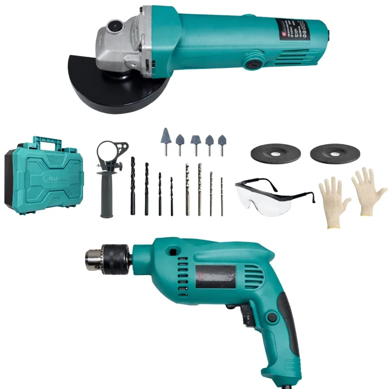 Kit 2 em 1 Furadeira + Esmerilhadeira 1000W 220V (azul)
